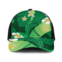 Green Banana Leaf Hawaii Baseball Net Cap Lau Maia Plumeria Tropical Summer Vibes LT14 One Size Black Green - Polynesian Pride