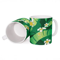 Green Banana Leaf Hawaii Ceramic Mug Lau Maia Plumeria Tropical Summer Vibes LT14 - Polynesian Pride