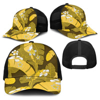 Yellow Banana Leaf Hawaii Baseball Net Cap Lau Maia Plumeria Tropical Summer Vibes LT14 - Polynesian Pride