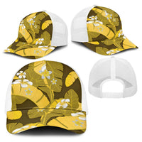 Yellow Banana Leaf Hawaii Baseball Net Cap Lau Maia Plumeria Tropical Summer Vibes LT14 - Polynesian Pride