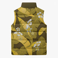 Yellow Banana Leaf Hawaii Sleeveless Puffer Jacket Lau Maia Plumeria Tropical Summer Vibes LT14 - Polynesian Pride