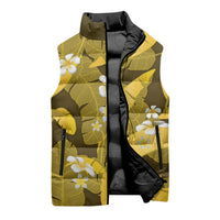 Yellow Banana Leaf Hawaii Sleeveless Puffer Jacket Lau Maia Plumeria Tropical Summer Vibes LT14 - Polynesian Pride