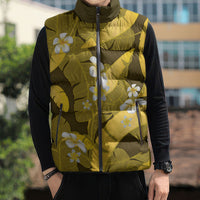 Yellow Banana Leaf Hawaii Sleeveless Puffer Jacket Lau Maia Plumeria Tropical Summer Vibes LT14 - Polynesian Pride