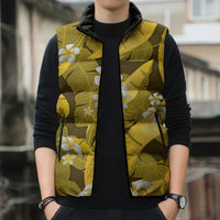 Yellow Banana Leaf Hawaii Sleeveless Puffer Jacket Lau Maia Plumeria Tropical Summer Vibes LT14 - Polynesian Pride