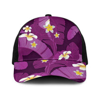 Purple Banana Leaf Hawaii Baseball Net Cap Lau Maia Plumeria Tropical Summer Vibes LT14 One Size Black Purple - Polynesian Pride