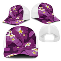 Purple Banana Leaf Hawaii Mesh Trucker Cap Lau Maia Plumeria Tropical Summer Vibes LT14 - Polynesian Pride