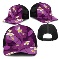 Purple Banana Leaf Hawaii Mesh Trucker Cap Lau Maia Plumeria Tropical Summer Vibes LT14 - Polynesian Pride