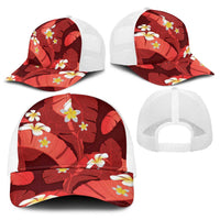 Red Banana Leaf Hawaii Baseball Net Cap Lau Maia Plumeria Tropical Summer Vibes LT14 - Polynesian Pride