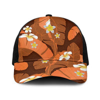 Orange Banana Leaf Hawaii Baseball Net Cap Lau Maia Plumeria Tropical Summer Vibes LT14 One Size Black Orange - Polynesian Pride