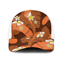 Orange Banana Leaf Hawaii Baseball Net Cap Lau Maia Plumeria Tropical Summer Vibes LT14 One Size White Orange - Polynesian Pride