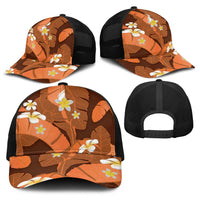 Orange Banana Leaf Hawaii Baseball Net Cap Lau Maia Plumeria Tropical Summer Vibes LT14 - Polynesian Pride