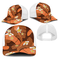 Orange Banana Leaf Hawaii Baseball Net Cap Lau Maia Plumeria Tropical Summer Vibes LT14 - Polynesian Pride