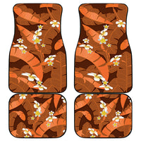 Orange Banana Leaf Hawaii Car Mats Lau Maia Plumeria Tropical Summer Vibes LT14 - Polynesian Pride
