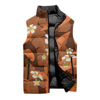 Orange Banana Leaf Hawaii Sleeveless Puffer Jacket Lau Maia Plumeria Tropical Summer Vibes LT14 - Polynesian Pride