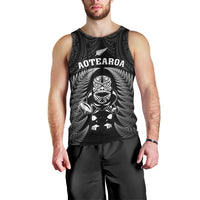 New Zealand Aotearoa Rugby Men Tank Top NZ Tiki With Maori Fern World Cup Black Version LT14 - Polynesian Pride