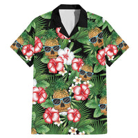 Pineapple Skull Aloha Hawaii Family Matching Mermaid Dress and Hawaiian Shirt Summer Vibes Tropical Seamless Pattern LT14 Dad's Shirt - Short Sleeve Black - Polynesian Pride