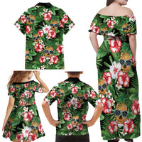 Pineapple Skull Aloha Hawaii Family Matching Off Shoulder Maxi Dress and Hawaiian Shirt Summer Vibes Tropical Seamless Pattern LT14 - Polynesian Pride