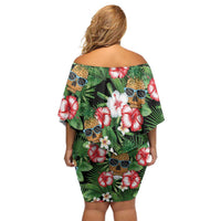Pineapple Skull Aloha Hawaii Family Matching Off Shoulder Short Dress and Hawaiian Shirt Summer Vibes Tropical Seamless Pattern LT14 - Polynesian Pride
