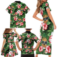 Pineapple Skull Aloha Hawaii Family Matching Short Sleeve Bodycon Dress and Hawaiian Shirt Summer Vibes Tropical Seamless Pattern LT14 - Polynesian Pride