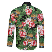 Pineapple Skull Aloha Hawaii Family Matching Short Sleeve Bodycon Dress and Hawaiian Shirt Summer Vibes Tropical Seamless Pattern LT14 - Polynesian Pride