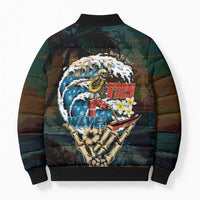 Aloha Hawaii Surfing Skull Bomber Puffer Jacket Shaka Skeleton Ride The Waves LT14 - Polynesian Pride