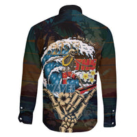Aloha Hawaii Surfing Skull Family Matching Puletasi and Hawaiian Shirt Shaka Skeleton Ride The Waves LT14 - Polynesian Pride