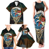 Aloha Hawaii Surfing Skull Family Matching Tank Maxi Dress and Hawaiian Shirt Shaka Skeleton Ride The Waves LT14 - Polynesian Pride