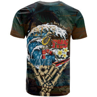 Aloha Hawaii Surfing Skull T Shirt Shaka Skeleton Ride The Waves - Polynesian Pride
