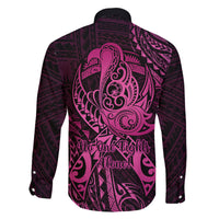 Polynesia Breast Cancer Awareness Family Matching Short Sleeve Bodycon Dress and Hawaiian Shirt No One Fights Alone Pink Ribbon With Butterfly LT14 - Polynesian Pride