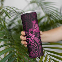 Polynesia Breast Cancer Awareness Skinny Tumbler No One Fights Alone Pink Ribbon With Butterfly LT14 - Polynesian Pride