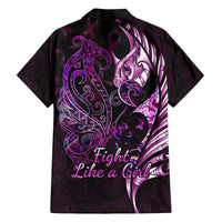 Personalised New Zealand Breast Cancer Family Matching Summer Maxi Dress and Hawaiian Shirt Fight Like A Girl Pink Manaia Fern With Paua Shell LT14 - Polynesian Pride