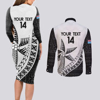Custom Fiji Rugby Couples Matching Long Sleeve Bodycon Dress and Long Sleeve Button Shirt Go Champions Fijian Tapa Cloth LT14 - Polynesian Pride