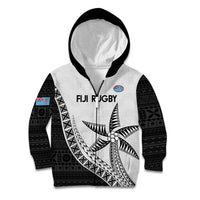 Custom Fiji Rugby Kid Hoodie Go Champions Fijian Tapa Cloth LT14 Zip Hoodie White - Polynesian Pride