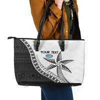 Custom Fiji Rugby Leather Tote Bag Go Champions Fijian Tapa Cloth LT14 - Polynesian Pride
