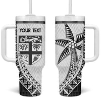 Custom Fiji Rugby Tumbler With Handle Go Champions Fijian Tapa Cloth LT14 One Size: 40 oz White - Polynesian Pride