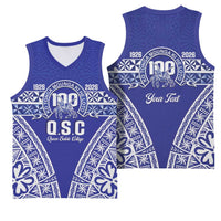 Personalised Queen Salote College Basketball Jersey Kolisi Fefine 100th Anniversary Kupesi Blue LT14 - Polynesian Pride