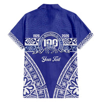 Personalised Queen Salote College Family Matching Puletasi and Hawaiian Shirt Kolisi Fefine 100th Anniversary Kupesi Blue LT14 - Polynesian Pride