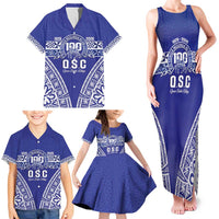 Personalised Queen Salote College Family Matching Tank Maxi Dress and Hawaiian Shirt Kolisi Fefine 100th Anniversary Kupesi Blue LT14 - Polynesian Pride