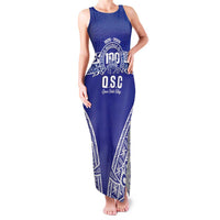Personalised Queen Salote College Family Matching Tank Maxi Dress and Hawaiian Shirt Kolisi Fefine 100th Anniversary Kupesi Blue LT14 Mom's Dress Blue - Polynesian Pride