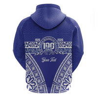 Personalised Queen Salote College Hoodie Kolisi Fefine 100th Anniversary Kupesi Blue LT14 - Polynesian Pride