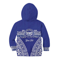 Personalised Queen Salote College Kid Hoodie Kolisi Fefine 100th Anniversary Kupesi Blue LT14 - Polynesian Pride