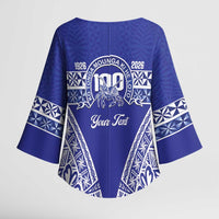 Personalised Queen Salote College Kimono Sleeve Blouse Kolisi Fefine 100th Anniversary Kupesi Blue LT14 - Polynesian Pride