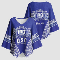 Personalised Queen Salote College Kimono Sleeve Blouse Kolisi Fefine 100th Anniversary Kupesi Blue LT14 - Polynesian Pride