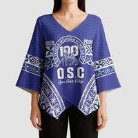 Personalised Queen Salote College Kimono Sleeve Blouse Kolisi Fefine 100th Anniversary Kupesi Blue LT14 - Polynesian Pride