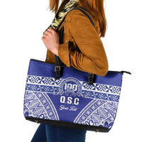 Personalised Queen Salote College Leather Tote Bag Kolisi Fefine 100th Anniversary Kupesi Blue LT14 Blue - Polynesian Pride