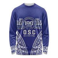 Personalised Queen Salote College Long Sleeve Shirt Kolisi Fefine 100th Anniversary Kupesi Blue LT14 Unisex Blue - Polynesian Pride