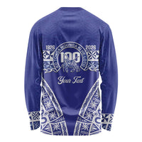 Personalised Queen Salote College Long Sleeve Shirt Kolisi Fefine 100th Anniversary Kupesi Blue LT14 - Polynesian Pride