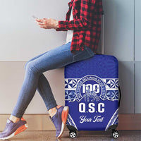 Personalised Queen Salote College Luggage Cover Kolisi Fefine 100th Anniversary Kupesi Blue LT14 - Polynesian Pride
