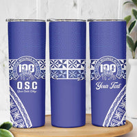 Personalised Queen Salote College Skinny Tumbler Kolisi Fefine 100th Anniversary Kupesi Blue LT14 - Polynesian Pride