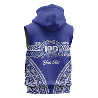 Personalised Queen Salote College Sleeveless Hoodie Kolisi Fefine 100th Anniversary Kupesi Blue LT14 - Polynesian Pride